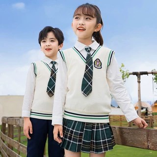 幼儿园园服春秋装两件套英伦风小学生校服长袖毛衣儿童班服假两件