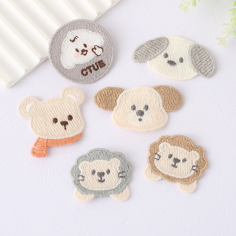 かわいいクマと子犬の刺繍ステッカー、ベビー服アクセサリー、子羊パッチステッカー、手元帳ステッカー、スカーフと帽子ステッカー|undefined