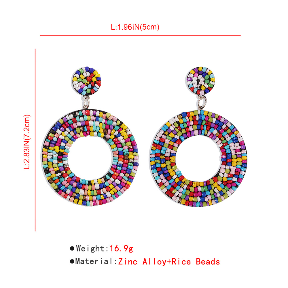 Bohemian geometric round rice bead earrings wholesale Nihaojewelry