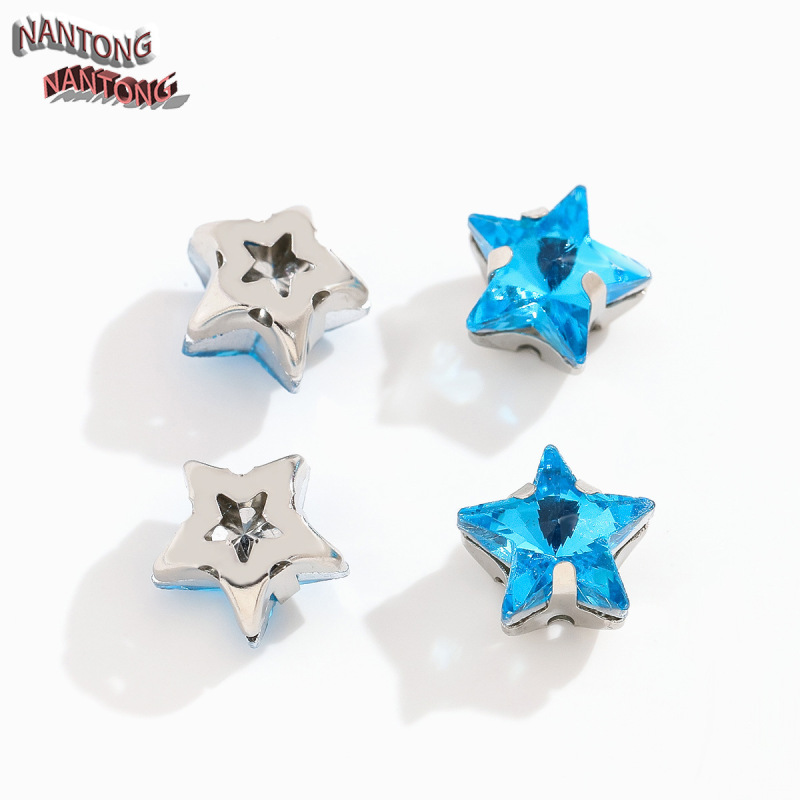 手縫い五芒星爪ドリルガラスクリスタル手縫いドリル DIY ウェディングドレス素材ホワイト K 穴付きドリルアクセサリー|undefined