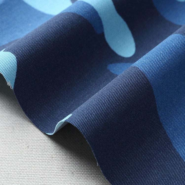 Fabricante mayorista de camuflaje de algodón azul de camuflaje de tela de twill