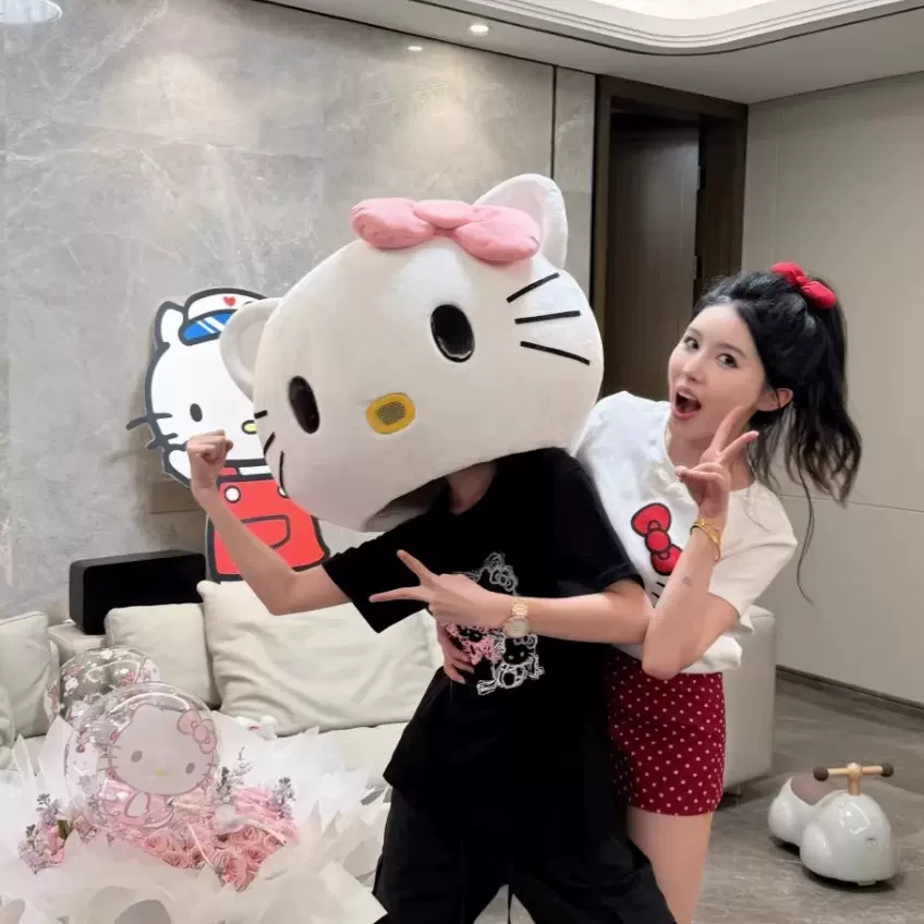 婚庆丹尼尔头套HelloKitty卡通人偶服求婚纱摄影KT猫人穿玩偶道具