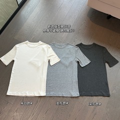 072704 夏设计感针织短袖t恤女2025夏季修身显瘦气质百搭纯色上衣