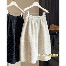 秋冬加厚毛呢花苞中裙子碎花半身裙女新款高腰百搭显瘦a字蓬蓬裙