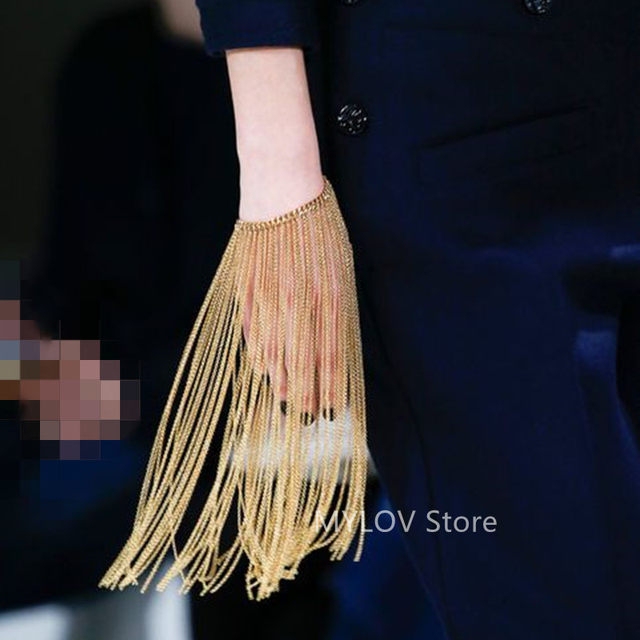 European and American fashion personality long tassel bracelet metal alloy cross chain bracelet cross-border jewelry