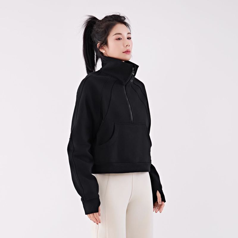高版本lulu女士超宽松款烟囱领卫衣半拉链女瑜伽服秋冬款加绒外套|undefined
