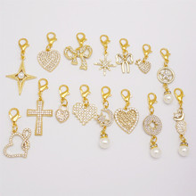 网红爆款鞋饰 金色爱心蝴蝶结镶钻鞋扣 轻奢女鞋装饰 包包挂件