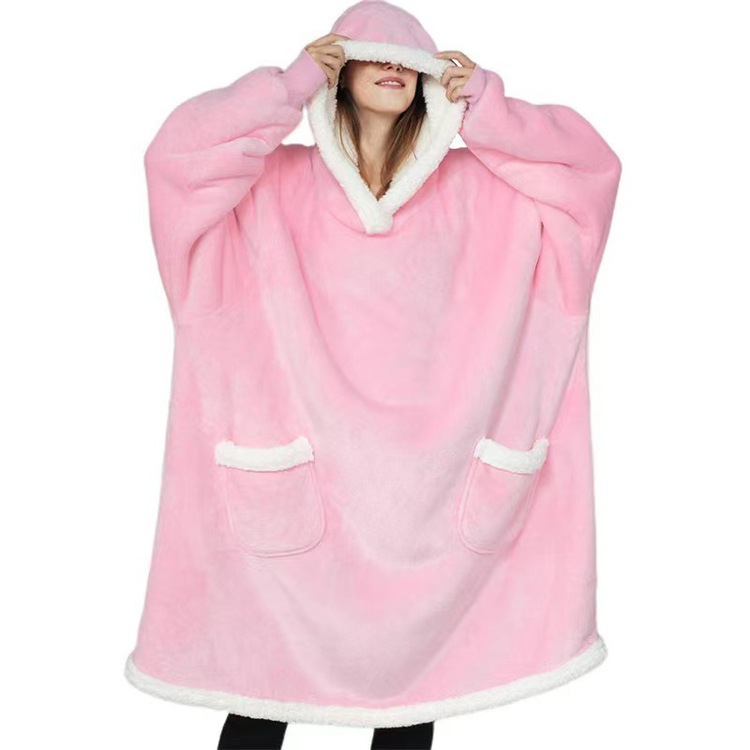 New Lazy Pullover Pajamas Women's Warm Clothes Lamb Velvet TV Blanket Hoodie TV Factory Cold-proof Clothing