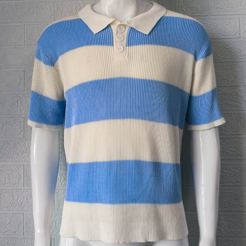 2024 Neues farbiges kurzärmliges Polokragen-Strickhemd Muscle Men's Wear_voghion.com