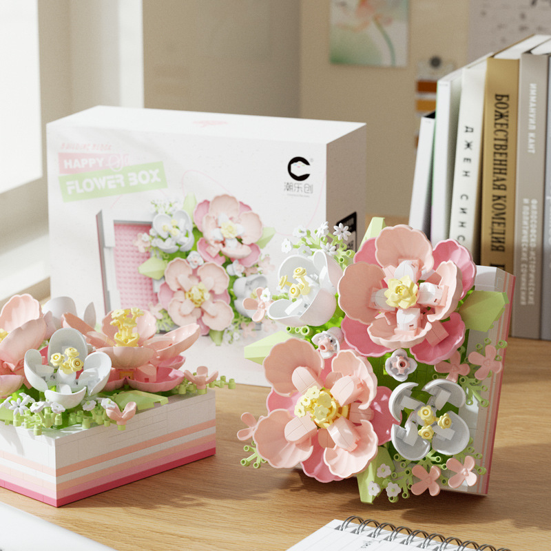 Caja de flores compatible con palabras clave de alta rosa bloques de construcción buquete de flores inmortales juguetes de ensamblaje ornamentos hechos a mano regalos de Año Nuevo