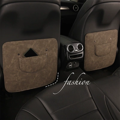 Car Kidsren's Seat Back Anti-Kick Pad Business Classic Rear Seat Anti-Kick and Anti-Scratch Pad Leather Stain-Resistant Seat Back Pad