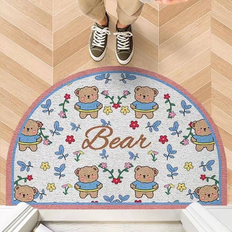 Entrance door silk loop mat, can be cut to size, hallway doormat, semi-circular door mat, non-slip, dirt-resistant