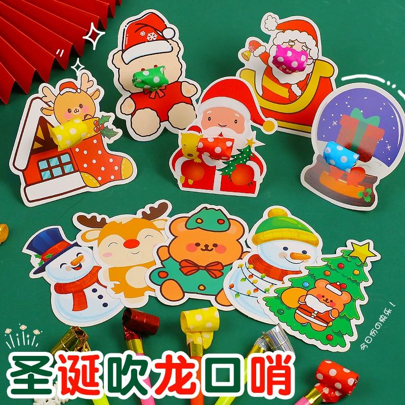 Рождественский свисток дракона, выдувной рулон, детская Рождественская игрушка, свисток, подбадривающий реквизит, ударная телескопическая флейта, рулон