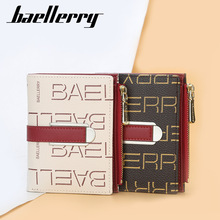 baellerry女士短款钱包韩版印花多卡位摁扣零钱包拉链卡包女收纳