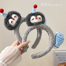秋冬可爱毛绒企鹅小鱼发箍女网红卡通洗脸化妆压发头箍新款发卡头