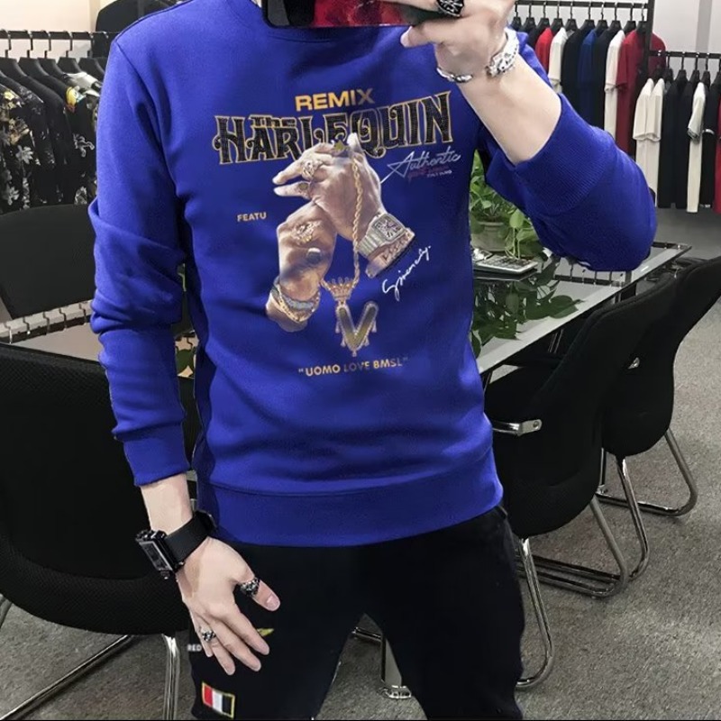 Europäischer heißer Diamant-Kapuzenpullover aus reiner Baumwolle für Herren, Schwerindustrie, Internet-Berühmtheit, gutaussehend, vielseitig, 2022, neues Oberteil und_voghion.com