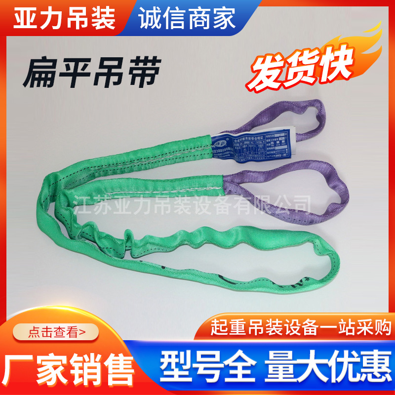 厂家直供吊车白色扁平吊装带双扣柔性涤沦起重吊索具定 制加 工