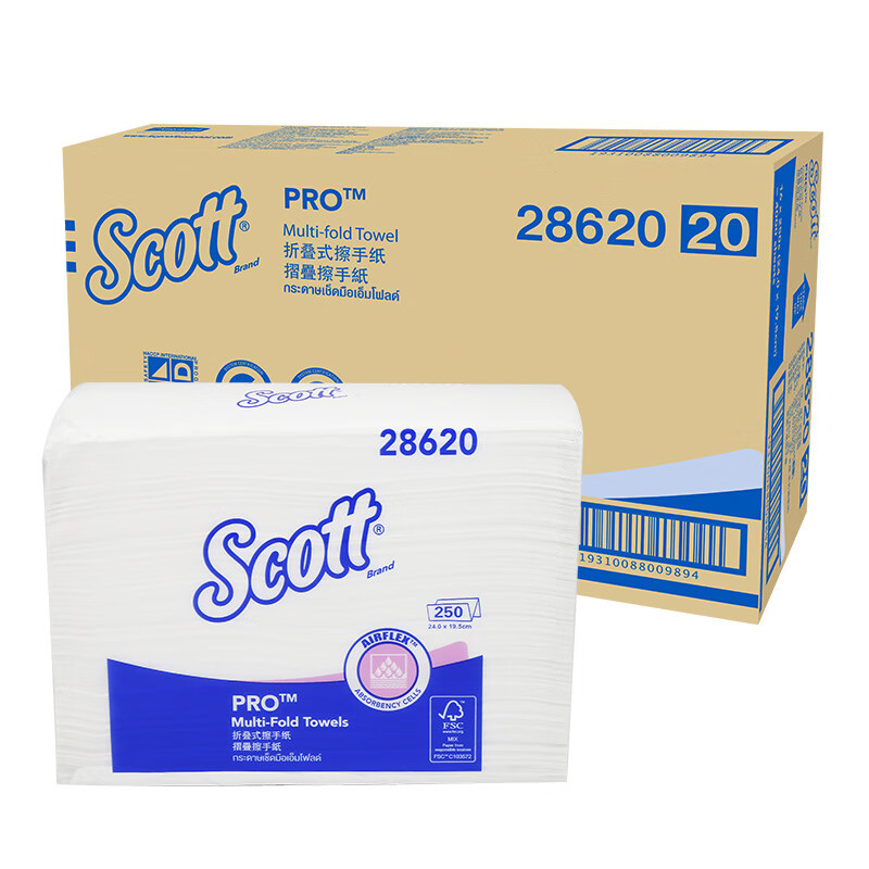 金佰利scott适高28620商用擦手纸卫生纸原生木浆250张16包商用纸产品实拍图