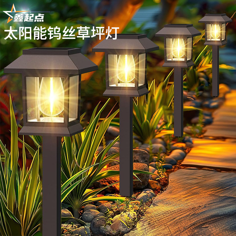 Cross-Border Solar Outdoor Lighting Tungsten Filament Lamp Garden Waterproof Lawn Ground Lamp Courtyard Decoration Atmosphere Landscape Lamp