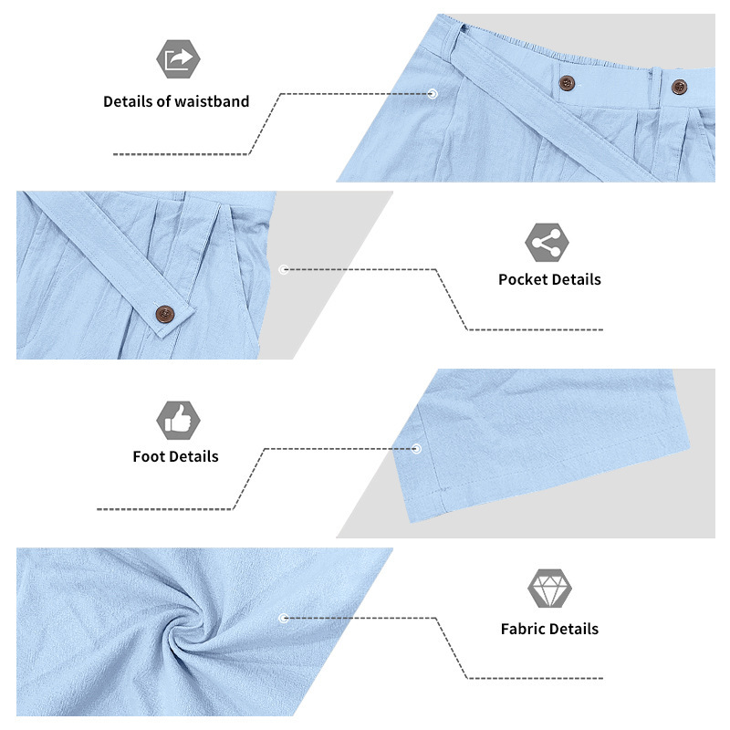Men's Solid Color Linen Pants Simple Loose Fit High End Straight Leg Casual Midweight Polyester Long Trousers_viptrois.com