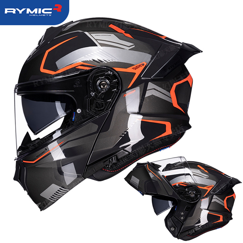 Casco de motocicleta Ruimi, motocicleta para hombres y mujeres, casco de doble espejo, ranura Bluetooth totalmente cubierta, cola grande de cuatro estaciones 3C