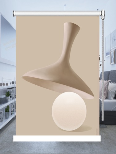 Simple and light luxury European style bedroom bathroom kitchen punch-free blackout waterproof beaded lift roller curtains