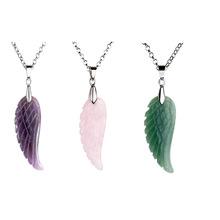 天然紫水晶吊坠 民族风雕刻天使翅膀吊坠 女式项饰吊坠外贸货源