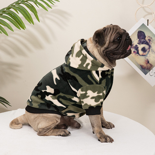 Cross-border pet clothing, new autumn and winter camouflage hooded sweatshirt for small and medium-sized dogs, daily outdoor clothing for pets, wholesale
