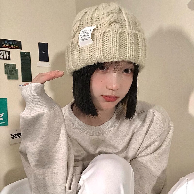 秋冬时尚针织帽女款韩版时尚麻花毛线帽保暖护耳多色可选休闲冷帽|undefined