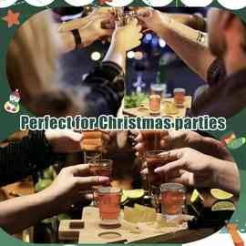 跨境木质酒杯托盘圣诞派对威士忌凹槽托盘实木酒杯架圣诞节杯托