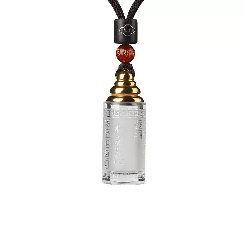 White crystal, opening pendant, necklace, cinnabar