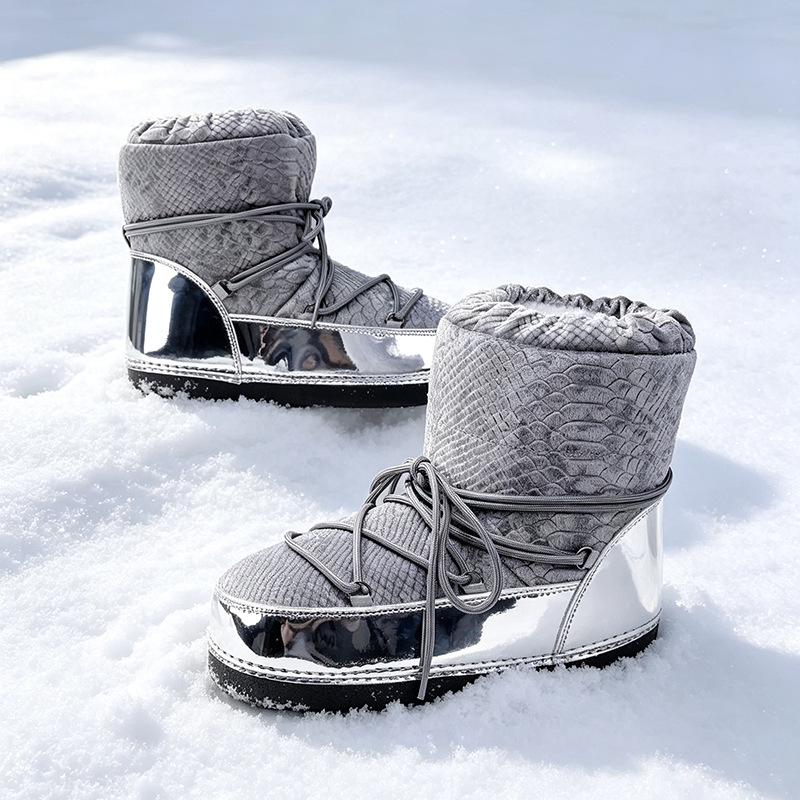 Botas de esquí para mujer 2026, nuevas botas de nieve de media caña con suela gruesa, antideslizantes, impermeables y ligeras.