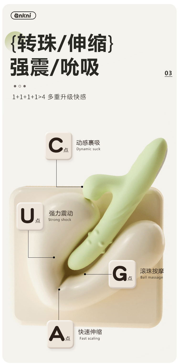 Ankoni Vibrating Bead Wand with Automatic Retractable Thrusting Action, ABS Body, Button Control — detail image 15