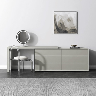 Italian minimalist paint dressing table chest of drawers integrated solid wood bedroom TV cabinet retractable modern light luxury makeup desk