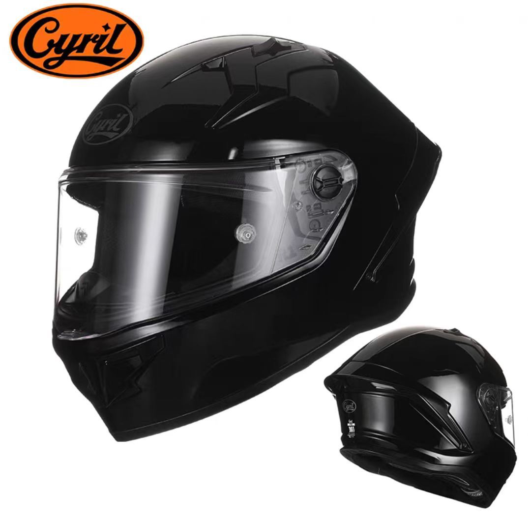 Casco integral de motocicleta CYRIL para hombre y mujer, para carreras, conducción en todas las estaciones, para motocicleta de calle con alerón grande y Bluetooth R1