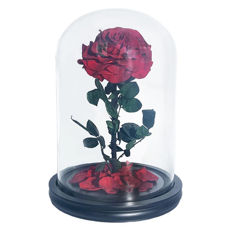 Flor inmortal rosa gran príncipe cubierta de vidrio productos terminados regalos creativos del día de San Valentín Amazon venta caliente adornos de flores inmortales