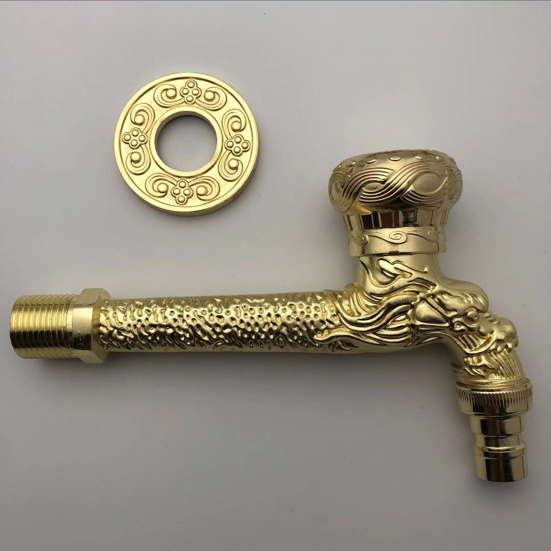 Cross-border retro wall-mounted dragon-shaped faucet washing machine mop sink quick-opening faucet retro antique carved 4-inch water details Picture