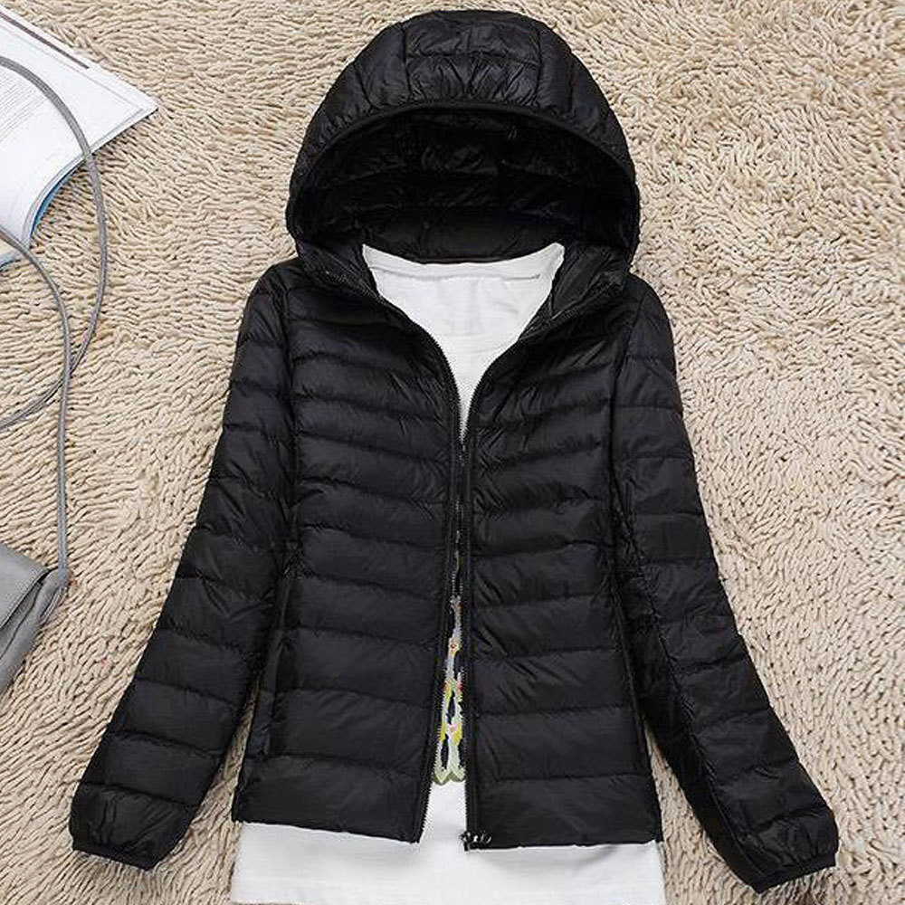 Mujer Ultra Light Down Coats Chaqueta acolchada de algodón para mujer Chaqueta acolchada de invierno con cuello alto y ligero
