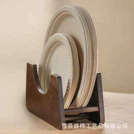 跨境木质置物架厨房一次性盘碟整理架桌台厨具餐盘沥水架唱片支架