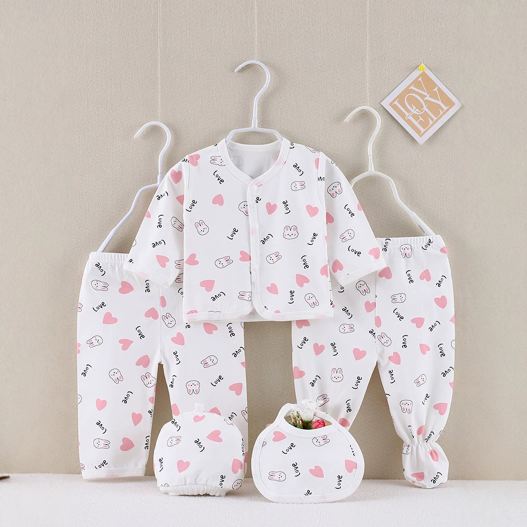 Comercio extranjero transfronterizo cinco piezas baby baby set impresión digital verano delgado Dyson algodón y lino bolsa de regalo