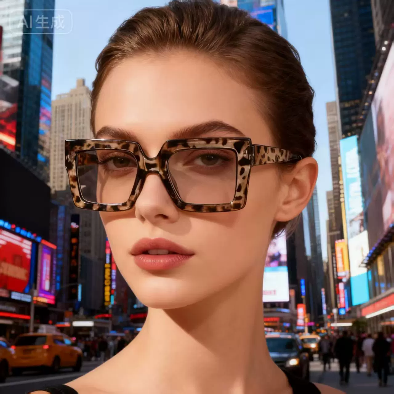 新款个性方框墨镜渐变男女潮流百搭欧美街拍超大框太阳眼镜平光镜