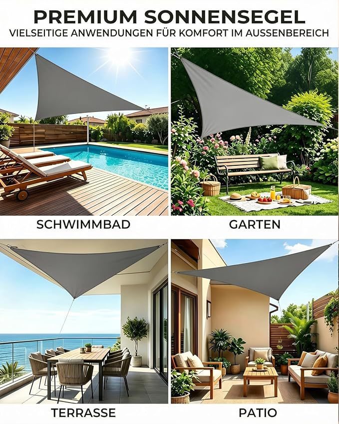 Household Triangular Rainproof Sunshade Sail, Yard Patio Sunshade Canopy, Tear-Resistant Outdoor Tarpaulin