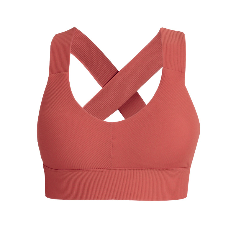 Costilla europea y americana cruz espalda ropa interior deportiva mujeres a prueba de golpes push-up running fitness chaleco desgaste exterior yoga sujetador