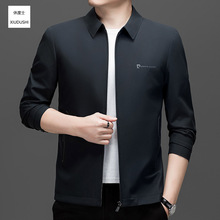 开春外套2025新款夹克男秋翻领薄休闲行政中老年爸爸装