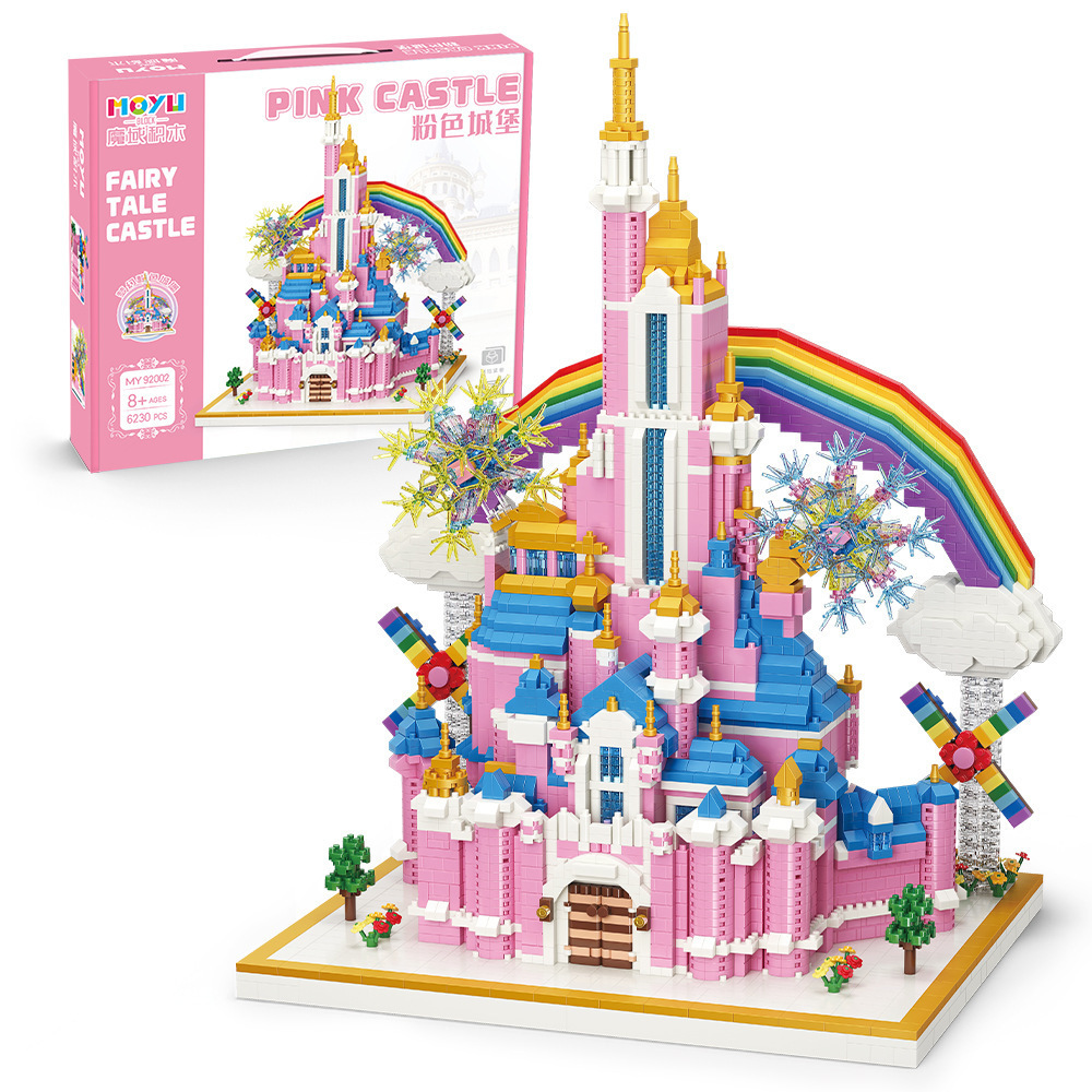 Moyu 92030 Pink Unicorn Castle Micro Granules Bloques de construcción ensamblados Adornos Juguetes del Día del Niño para niñas