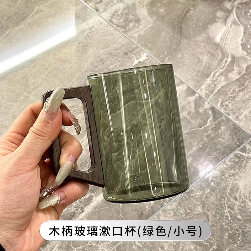 中式复古木柄高级感木质托盘刷牙杯漱口杯扩香器情侣对杯|undefined