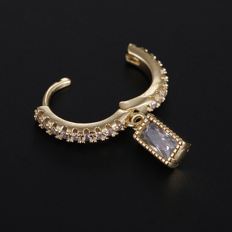 Fashion Square Copper Inlay Zircon Drop Earrings 1 Piece