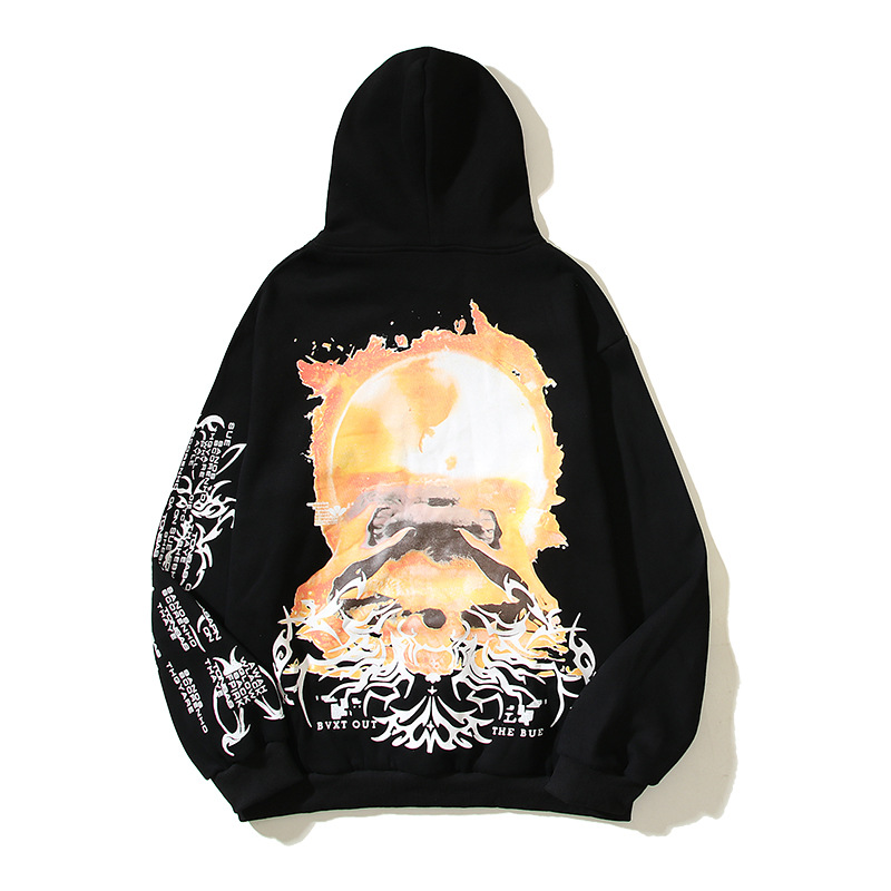 Felpa con cappuccio unisex Rising Sun con stampa di spine, super popolare, nuova collezione autunno inverno 2024 americana High Street_voghion.com