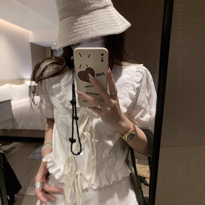 Special Clearance Sale: Embroidered Lace-Up Doll Collar Blouse, Summer Puff Short-Sleeve Shirt