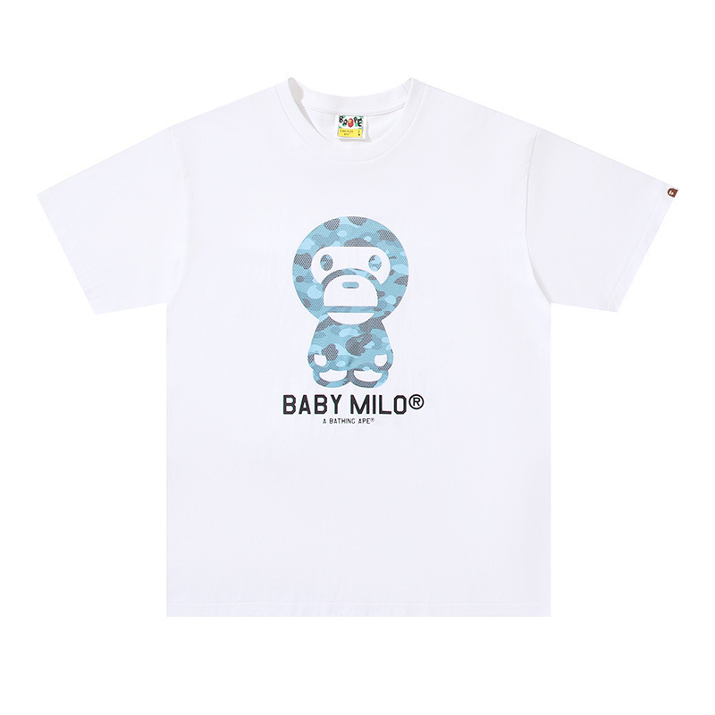 クロスボーダー トレンド ブランド メンズ レディース カップル Tシャツ メンズ 漫画 レター ラウンドネック 半袖|undefined